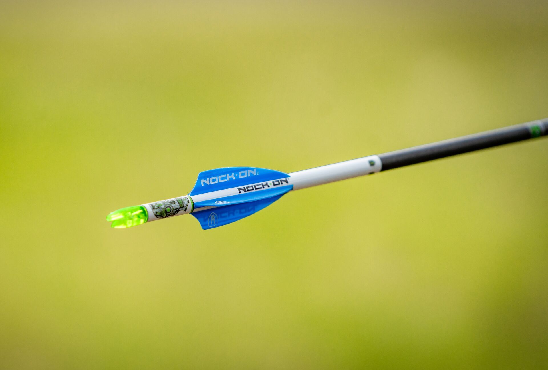 Close-up of an arrow's shaft, hunting with a compound bow concept. 