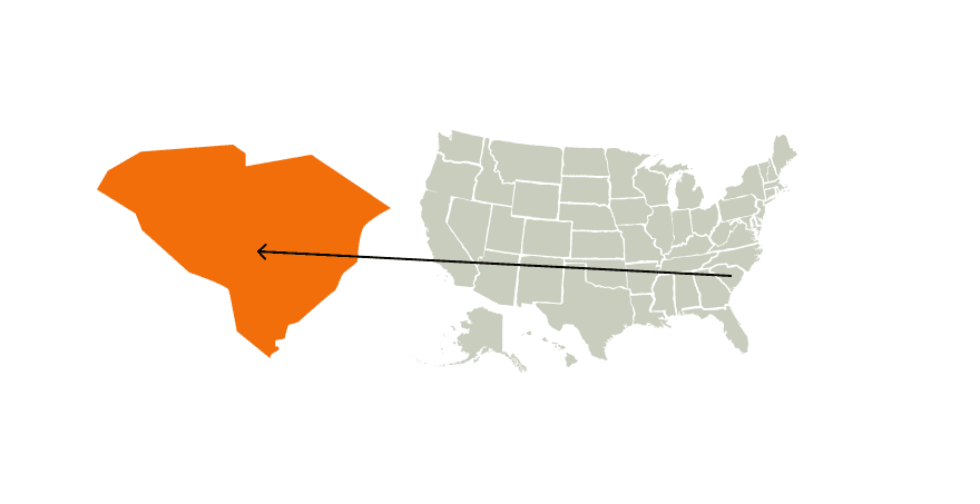 A map of the United States highlight South Carolina, South Carolina hunting seasons concept. 