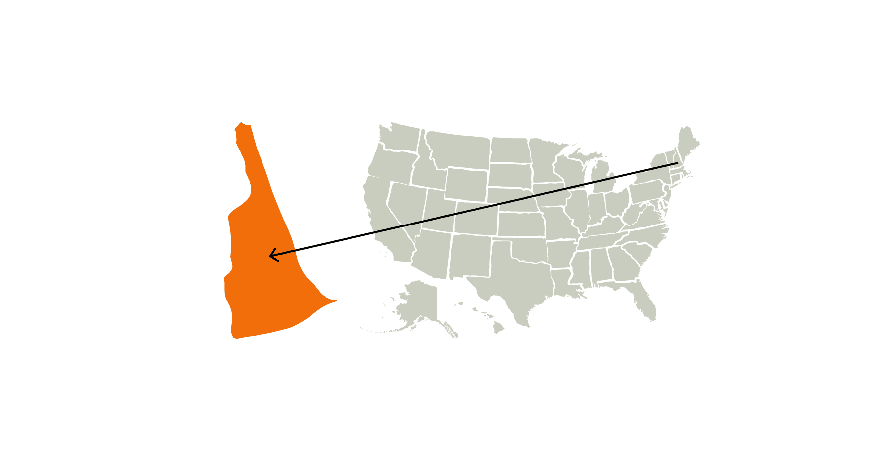 A map of the U.S. highlighting the state of New Hampshire. 