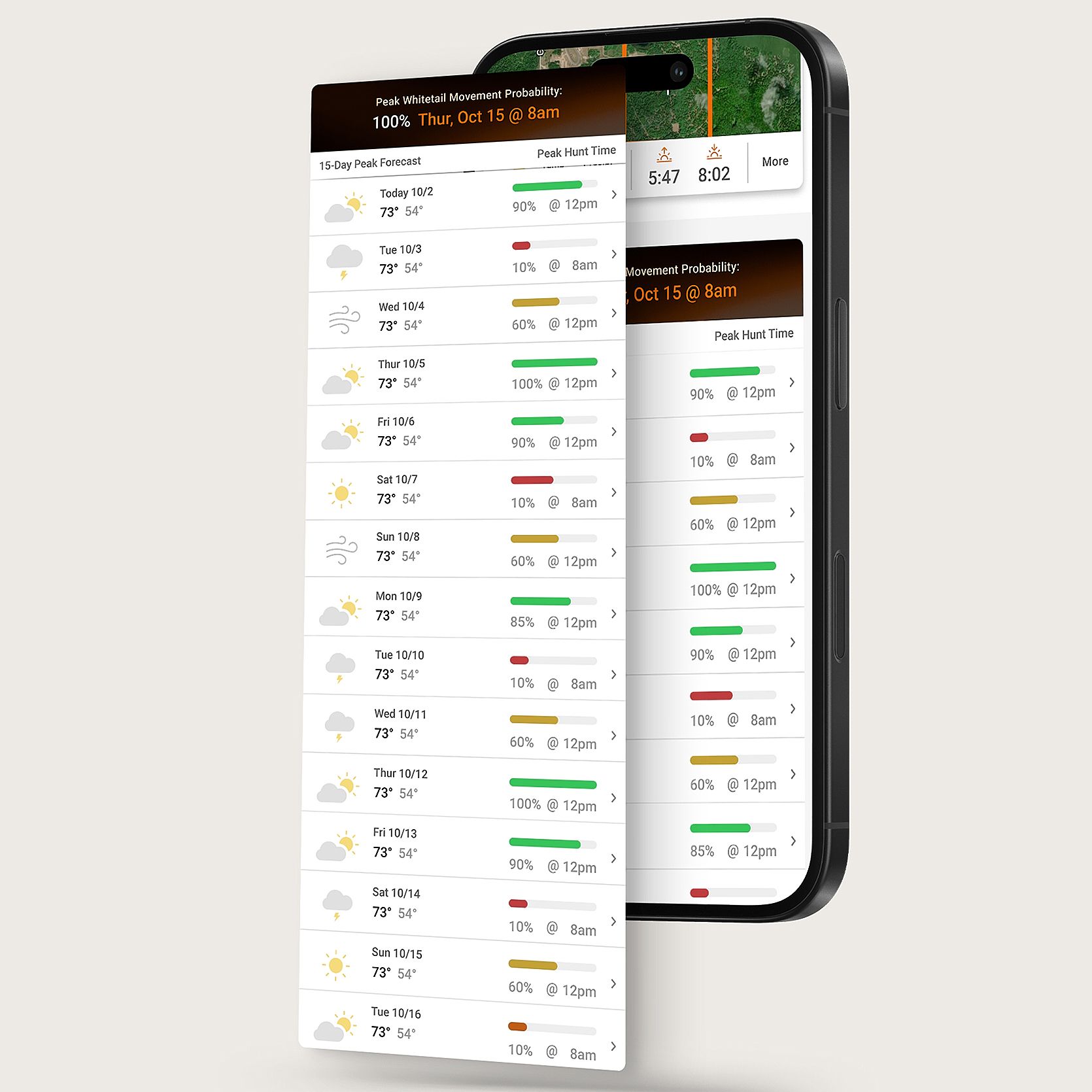 HuntWise forecast screen, plan Wyoming elk hunt concept. 