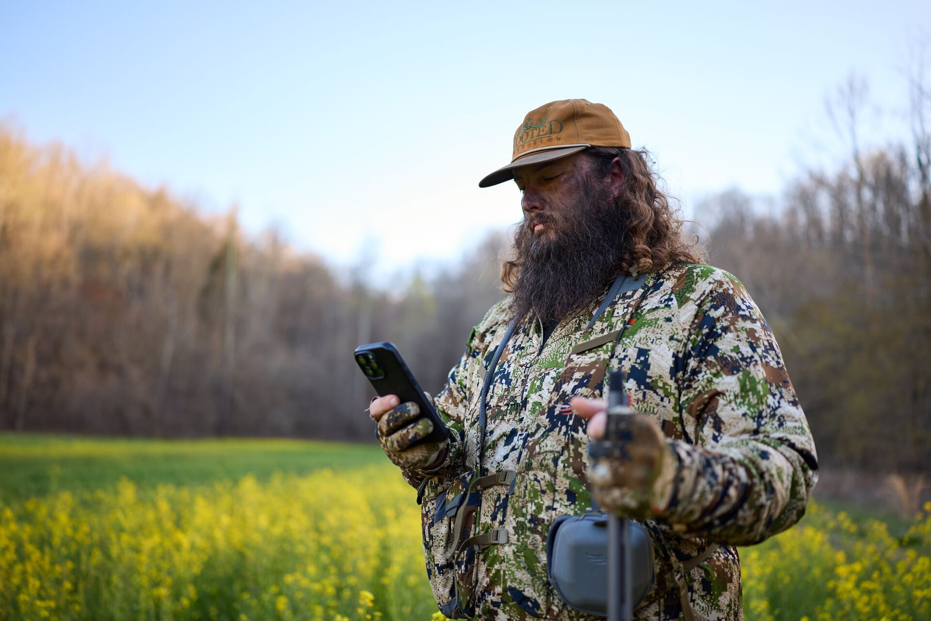 Ben Cole of Rooted TV using HuntWise to scout for turkeys. 