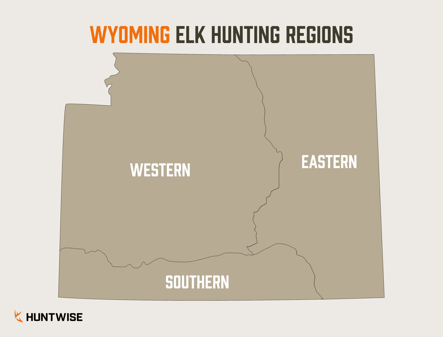 Map of Wyoming Elk Hunting Regions, Wyoming OTC elk tags concept. 