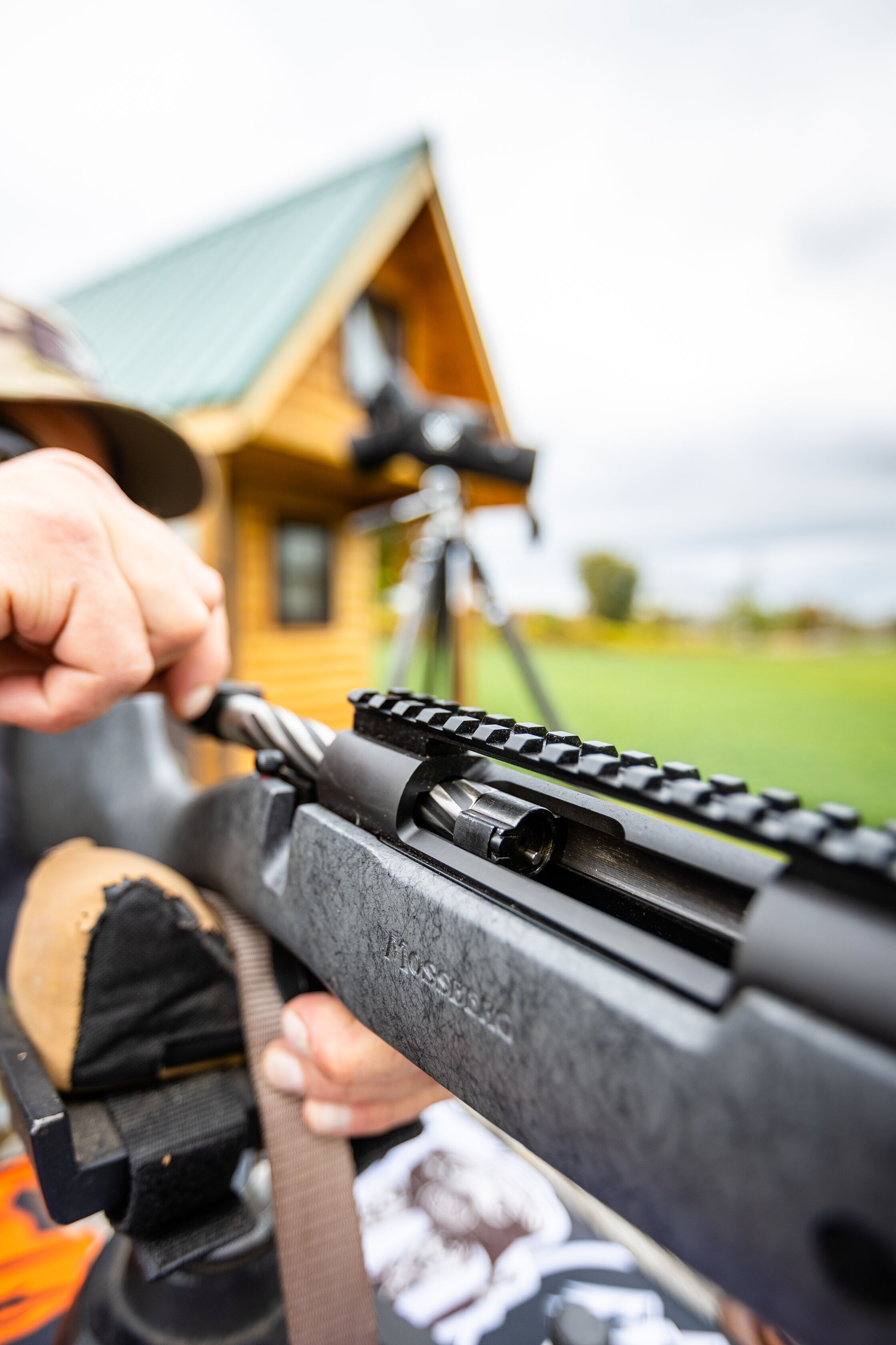 Hunter cycles bolt on rifle, bolt action rifle for deer concept. 