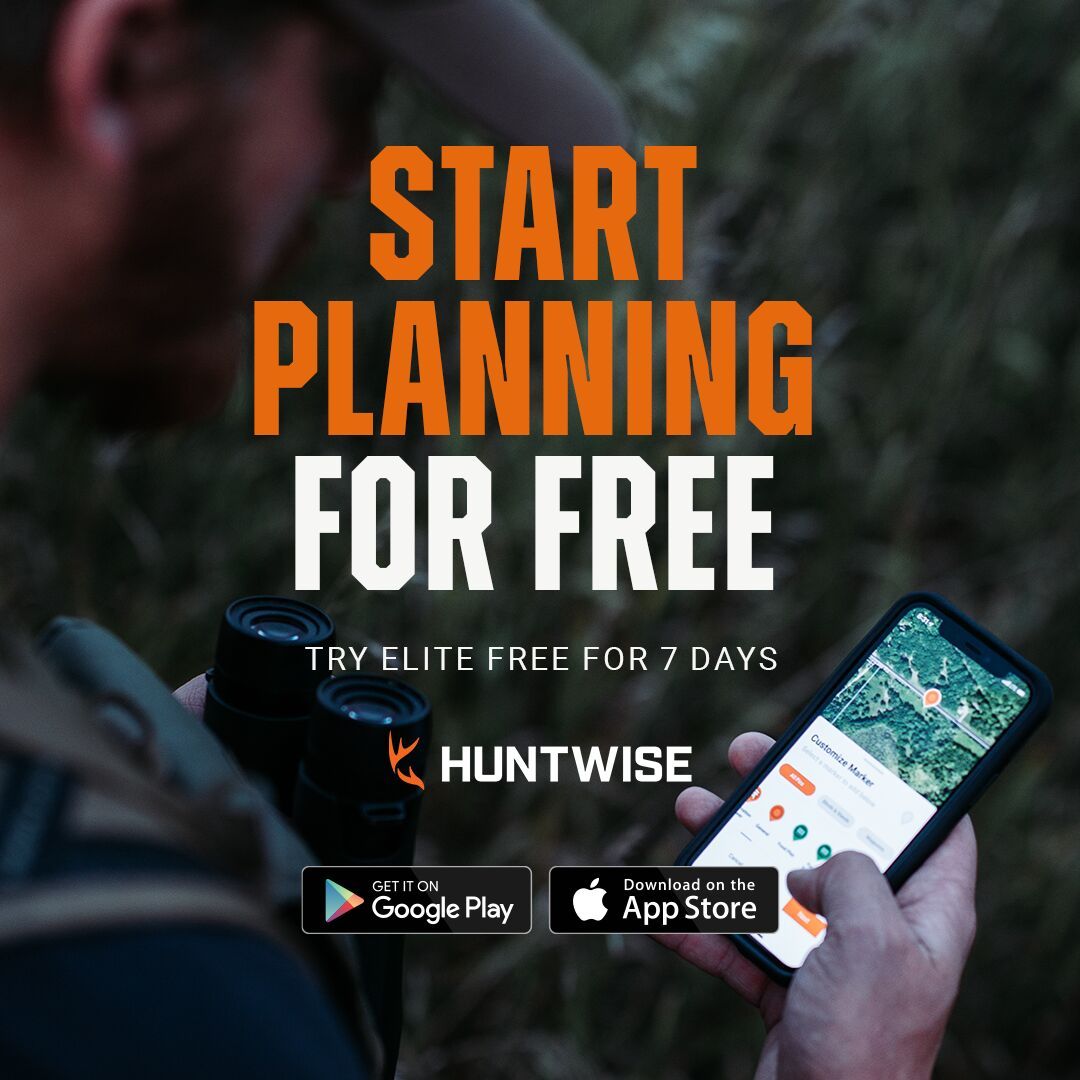 A graphic highlighting HuntWise hunting app to plan your Mississippi deer hunt. 